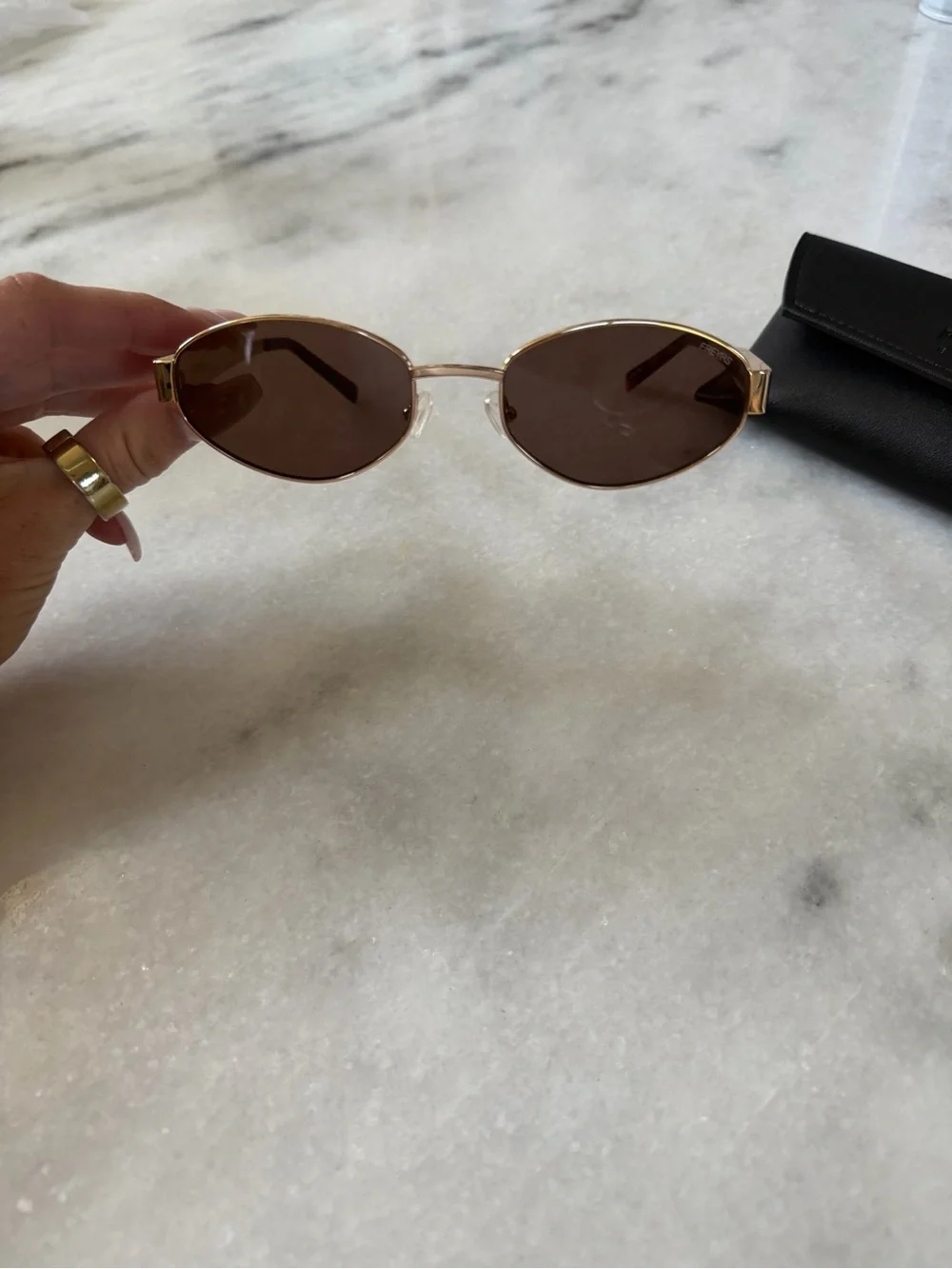 Soho Gold Frame Brown Lens Oval Women's Sunglasses